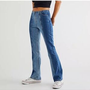 Milk it Mixed Two Tone Denim Flare Leg‎ Jeans Size 26